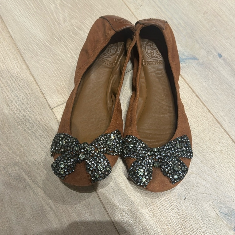 Tory Burch Suede Brown and Bow Flats
